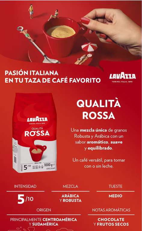 Café en grano Lavazza Rossa 1KG