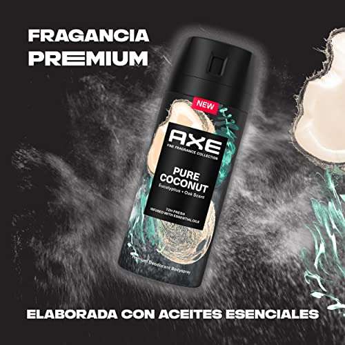 Axe Desodorante Aerosol 72h Pure Coconut para Hombre Fragancia Eucalipto y Róble 150ml