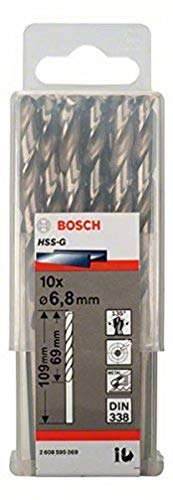 Bosch - Pack de 10 brocas para metal HSS-G, DIN 338 (6,8 x 69 x 109 mm)