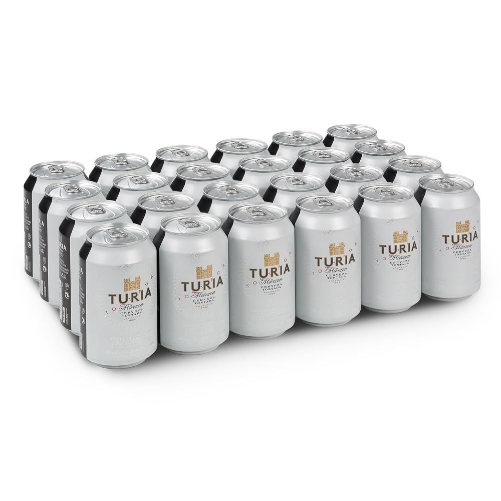 Turia Märzen | Cerveza Tostada | Reflejos Rojizos | Sabor Único | Pan Tostado | Pack 24 Latas x 33 cl