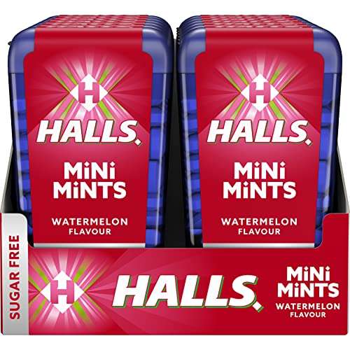 Halls Mini Mints - Caramelos comprimidos - Sabor Sandía - Paquete con 12 envases de 12.5 g