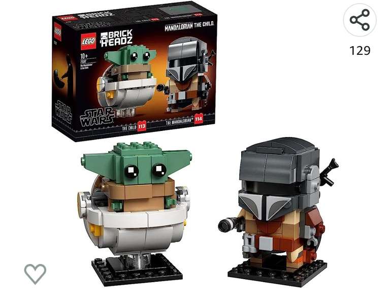 LEGO, 75317 Star Wars BrickHeadz El Mandaloriano y el Niño, Baby Yoda