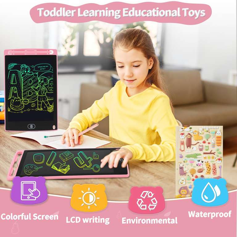 Genialba Tableta de Escritura LCD de Colores de 8,5, Tablero de Dibujo Electrónico - Pizarra de Dibujo Borrable Portátil, Regalo para Niños