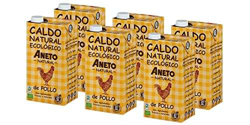 Aneto 100% Natural - Caldo de Pollo Ecológico - caja de 6 unidades de 1L