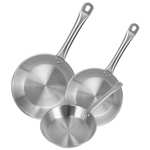 Well Home 3 Sartenes 22-24-26cm en Acero inoxidable, Aptas para inducción y SIN antiadherente