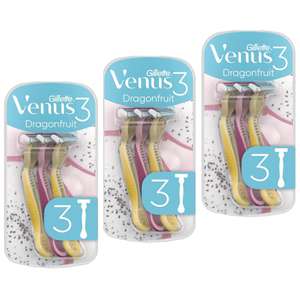 3 x Gillette Venus 3 Dragonfruit Maquinillas Desechables, Pack De 3 [Unidad 1'85€]