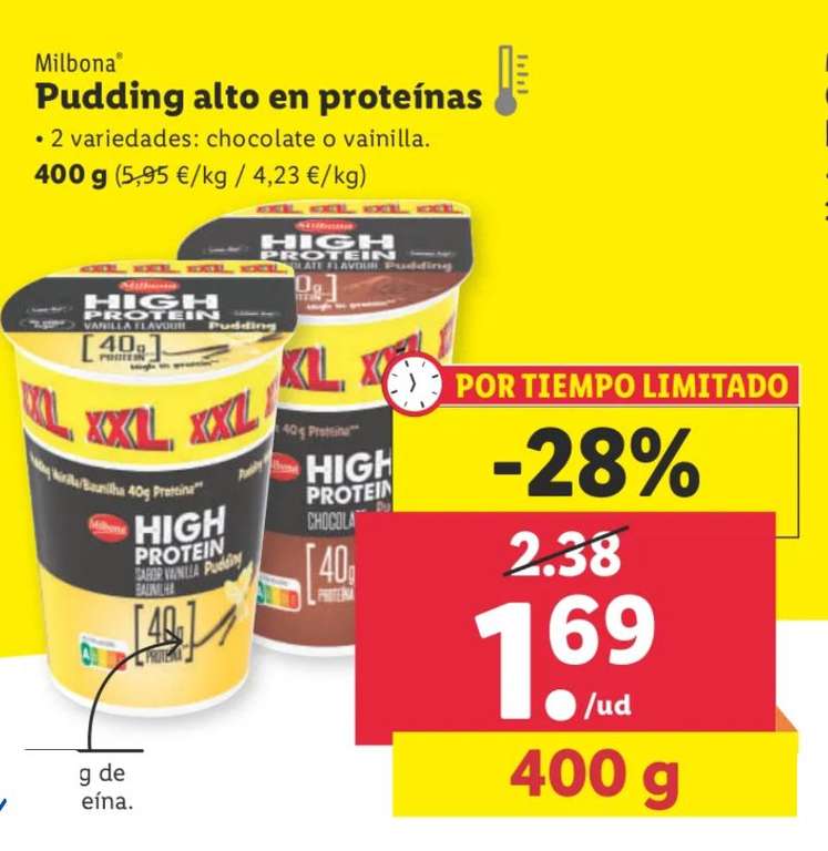 Pudding alto en proteínas (40g) Lidl