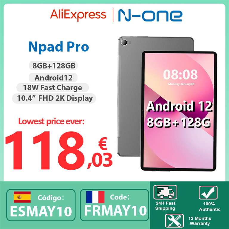 Tablet Npad Pro de 10,4 pulgadas, Android 12, 8GB 128GB, 4G, batería de 6600mAh, 5 + 13MP, 18W, carga PD, 2000x1200 FHD, UNISOC T616