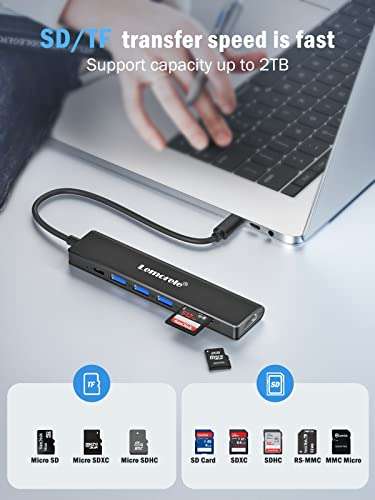Docking Station USB C 8 en 1 Adaptador USB C Hub a HDMI 4K, 3 USB 3.0, PD 100W, SD/TF, USB C