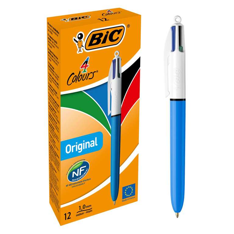 12 Bolígrafos Bic 4 colores