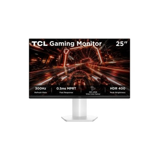 Monitor TCL P1 25P1AD 25" Blanco (FullHD, Fast IPS 300Hz, FreeSync Premium, HDR400, marco fino, tiempo respuesta 1ms, en PcComponentes)