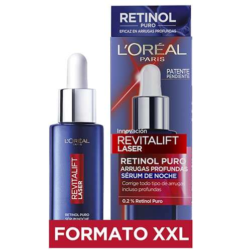 L'Oréal Paris Sérum de Noche Revitalift Laser con Retinol Puro, Cuidado Antiedad, Corrige Arrugas Profundas, 50ml