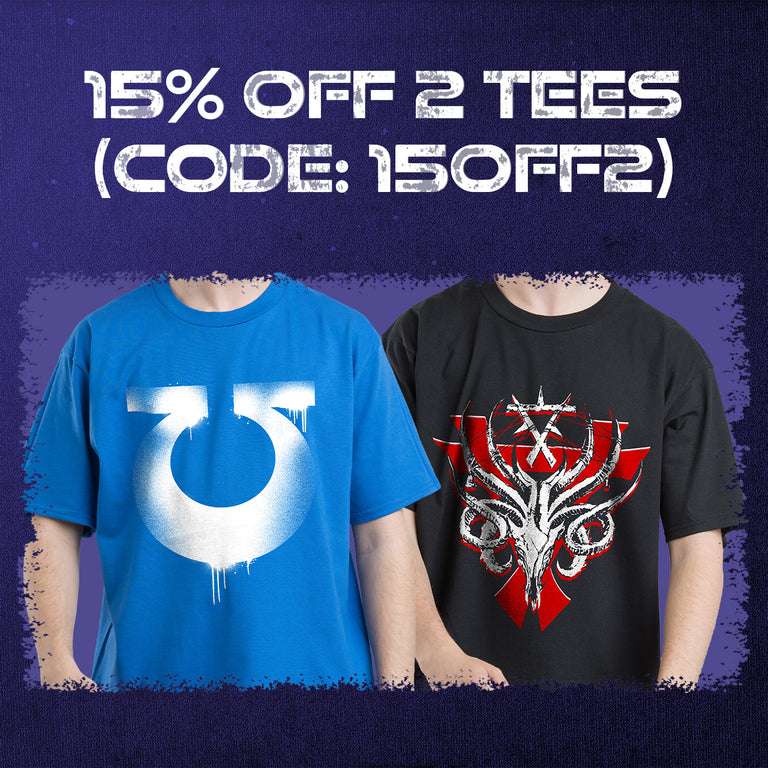 15% dto. comprando 2 camisetas en la tienda oficial de Warhammer (20% comprando 4)