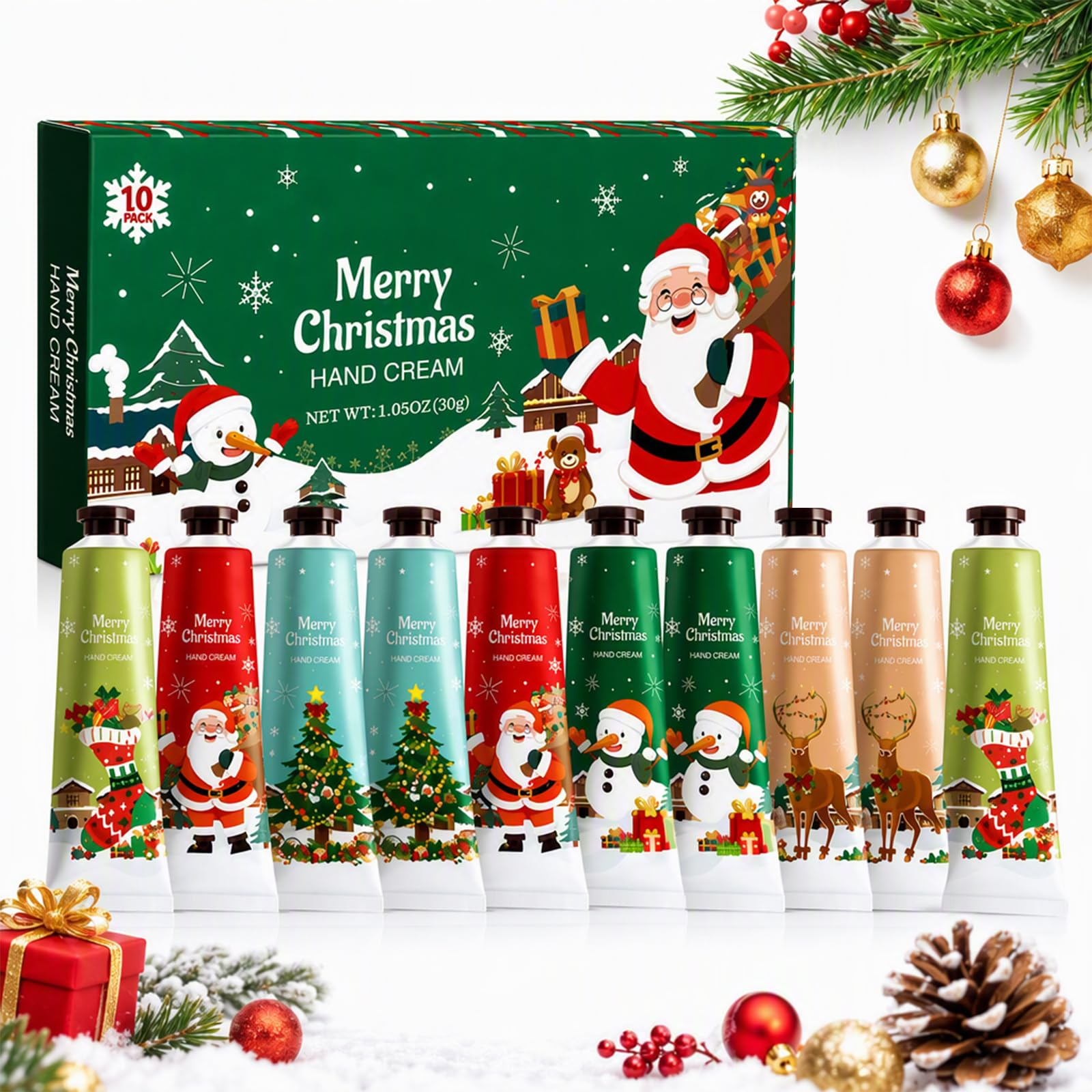 Cremas de Manos Mini 10x30ml, Set Regalo Navidad para Mujer, 10 Fragancias