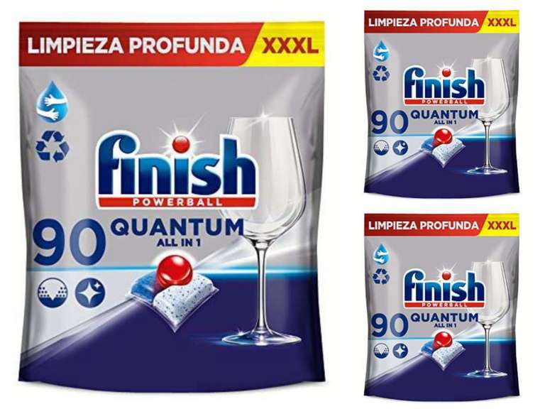 270 pastillas Finish Powerball Quantum All in 1, limpieza profunda y brillo superior (3x 90 pastillas) [0'145€/lavado]