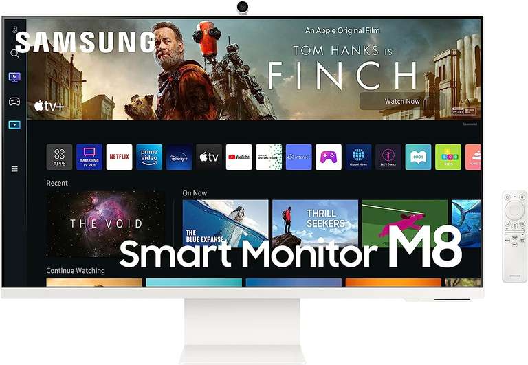 SAMSUNG Smart Monitor M8 (S32BM801) – Plano de 32", 3840 x 2160 (UHD 4K), Plataforma Smart TV, AirPlay, Mirroring, Office 365.