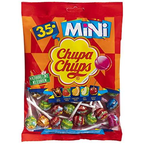 Chupa Chups Mini Creepy, Golosinas y Caramelos de Sabores Surtidos, 210g, Bolsa de 35 unidades