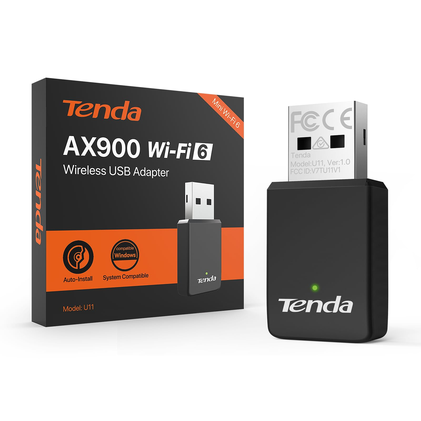 Tenda AX900 U11 Adaptador WiFi USB para PC, WiFi 6 USB WiFi Doble Banda 5GHz 2.4GHz, Adaptador WiFi