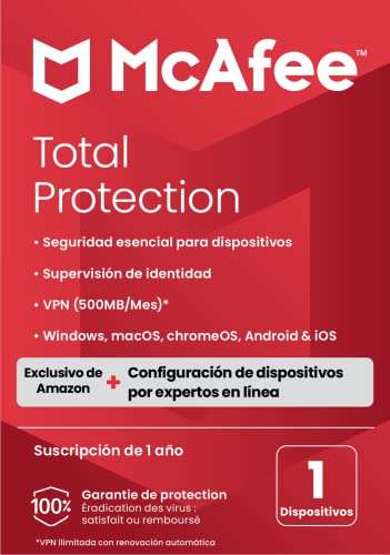 McAfee Total Protection 2023 + Configuración del nuevo dispositivo| Exclusivo en Amazon | 1 dispositivo