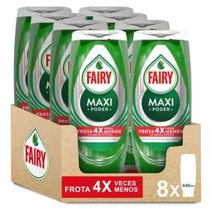 Fairy Maxi Poder Lavavajillas a Mano Líquido, 3.5 L (8 x 440 ml), Gran Poder Antigrasa.