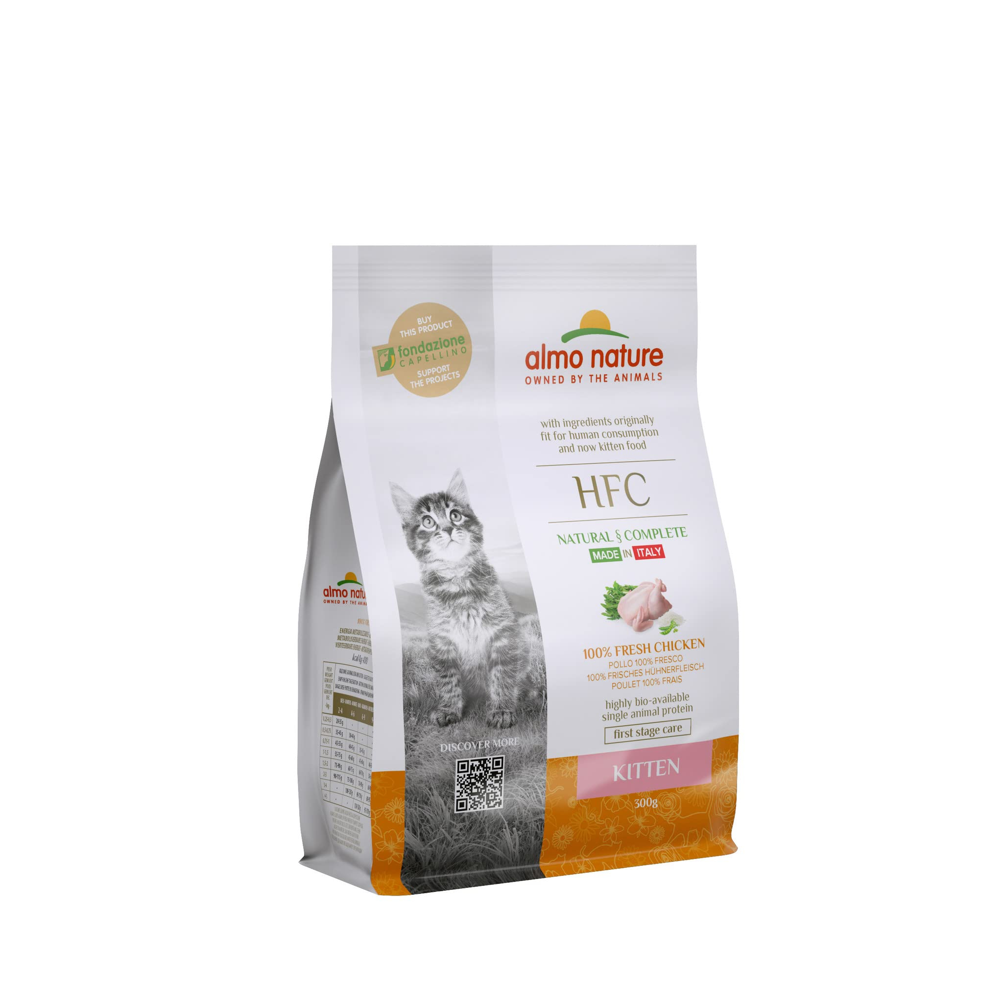 Pienso para Gatitos Almo Nature HFC Kitten Pollo Fresco 300g -33% - Pollo 100% Fresco, Sin Gluten