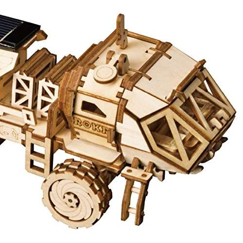 Kits modelos de construcción - ROKR Solar Powered Toy Car-3D Puzzle de Madera