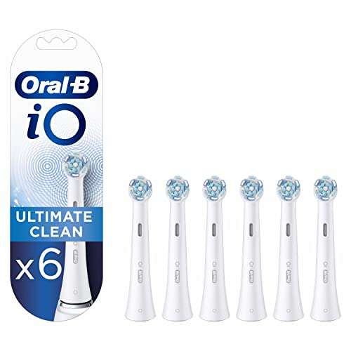 Oral-B iO Ultimate Clean Recambios para Cepillo de Dientes Eléctrico, Pack de 6 Cabezales, Blanco