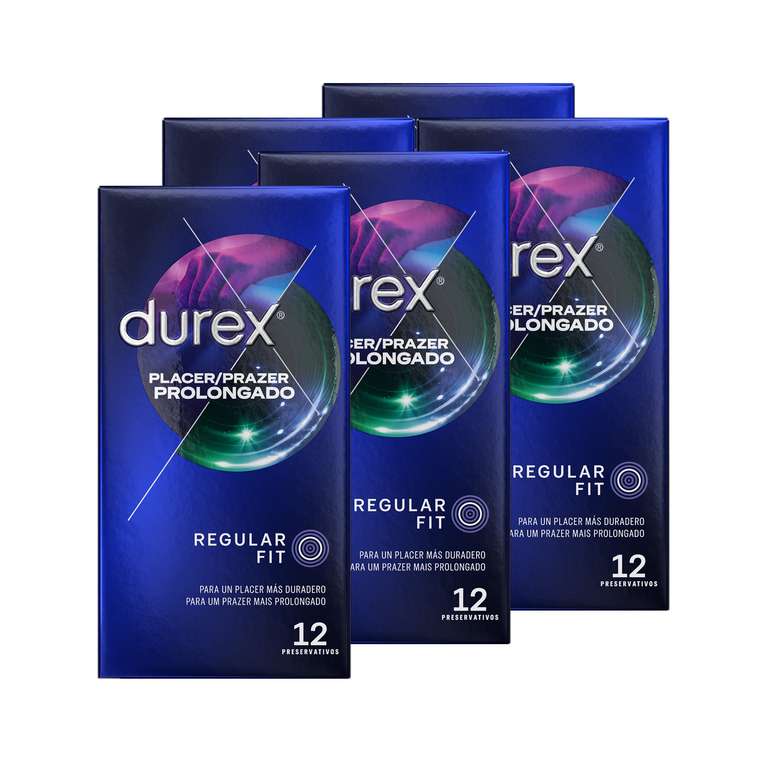 60 preservativos Durex placer prolongado (retardantes). 5 cajas de 12