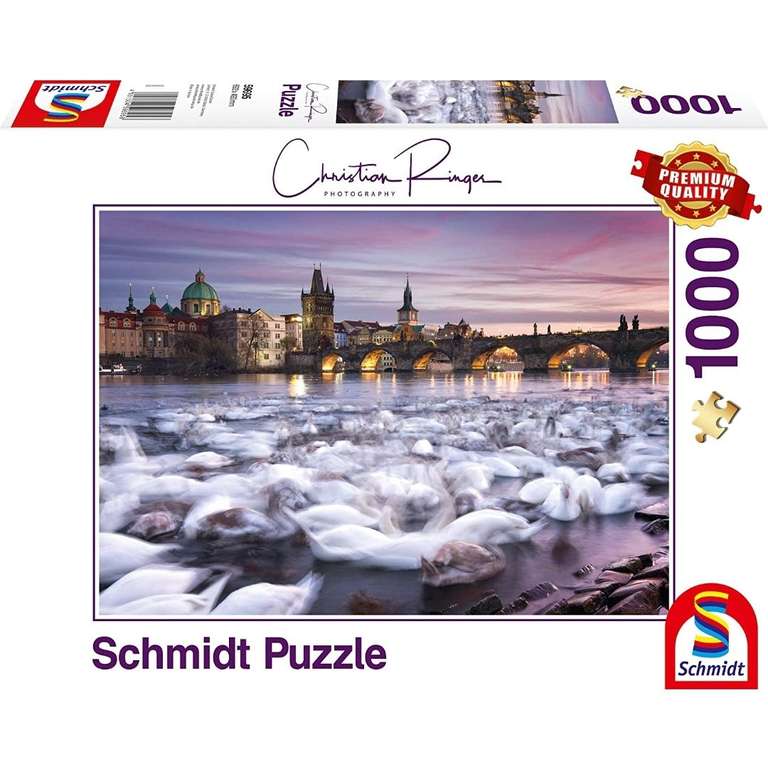 Schmidt Spiele- Christian Ringer Prag - Puzzle de 1000 Piezas, Praga, diseño de cisnes