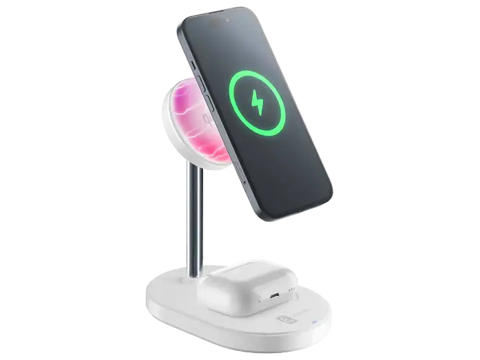 Cargador móvil inalámbrico - CellularLine MAG DUO, Estación de carga Mag con tecnología Qi2