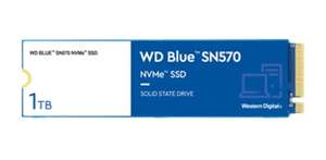 Disco duro SSD interno 1 TB - Western Digital WD Blue SN570 NVMe SSD, Lectura 3500 MB/s, M.2 2280