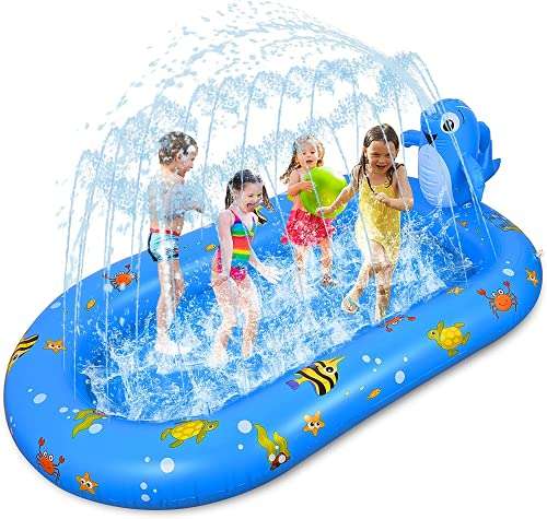 Splash Pad para Niños Familiares, Tapete de Agua 2 en 1, juguete de verano (170 * 103 * 65CM )