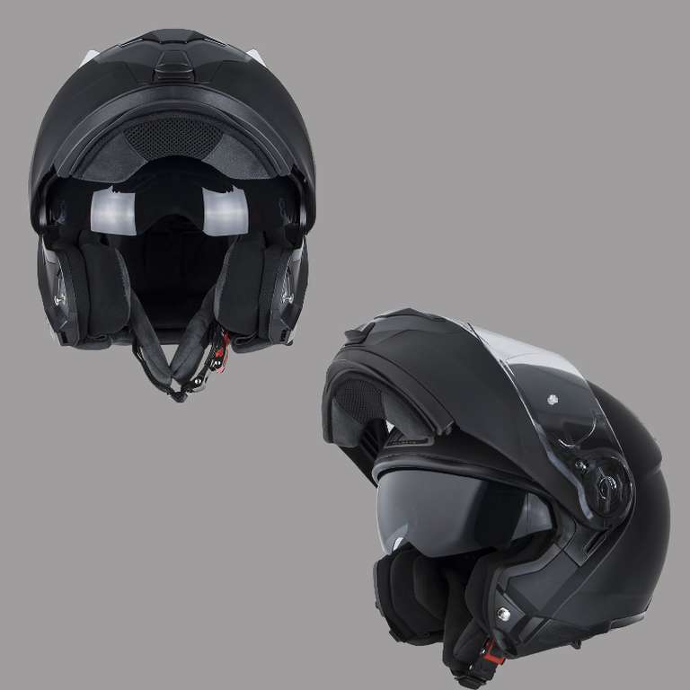 Dos cascos modulares NZI COMBI 2 DUO en color negro
