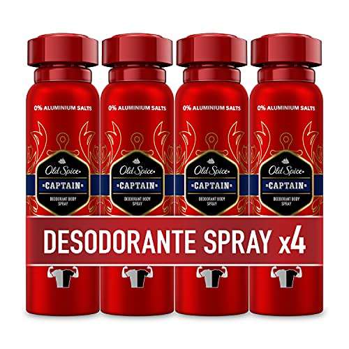 PACK X4 Old Spice Captain Spray Corporal Desodorante Para Hombres 150 ml [2'04€/ud]