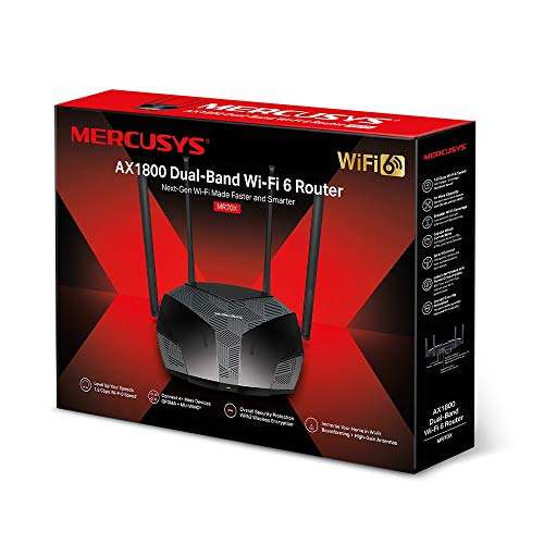Router AX1800 WiFi 6 Mercusys MR70X con Tecnología BSS Coloring, TWT, WPA3 y 4 Antenas 5dBi