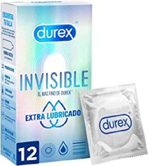 Durex Preservativos Invisibles, el más fino de Durex* 12 condones + Durex Preservativos Invisible Extra Lubricado,