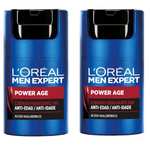 2 x L'Oréal Crema hidratante para hombre, Antiarrugas y antienvejecimiento, Con ácido hialurónico hidratante [Unidad 5'46€]