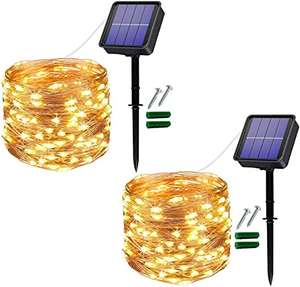 Guirnaldas Luces Exterior Solar,2 Pack 120LED 12M Luces Led Solares Exteriores Jardin,IP65 Impermeable