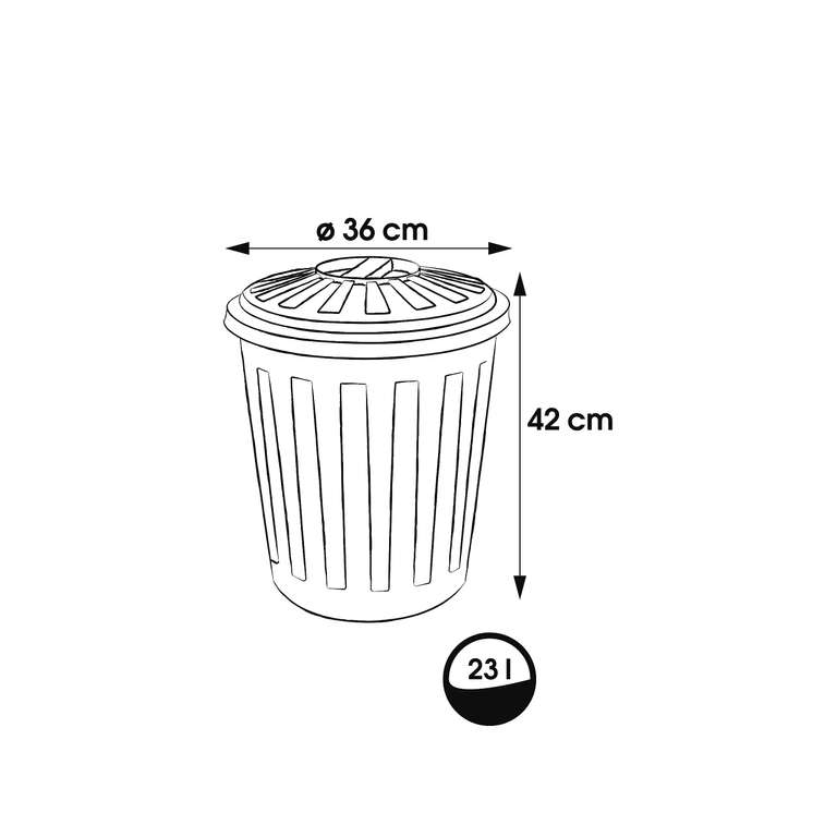 keeeper Cubo de Basura/Papelera polivalente con Tapa cerrable, Grande, Plástico Resistente (PP), 23 l, Mats, Grafito, Negro