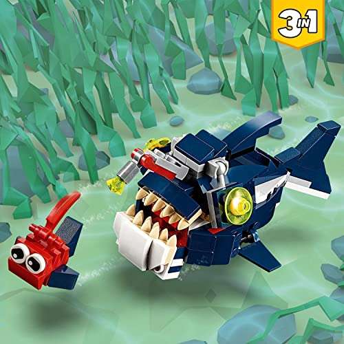 LEGO 31088 Creator 3en1 Criaturas del Fondo Marino: Tiburón, Cangrejo y Calamar o Pez Abisal