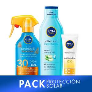 NIVEA SUN Pack cuidado solar - Contiene protector solar facial, protector solar corporal y aftersun