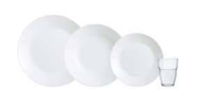 Set 24 Piezas de Opal: 18 platos blancos y 6 vasos