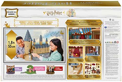 HARRY POTTER- Castillo Hogwarts Magical Minis con 12 Accesorios,Luces, Sonidos y Muñeca de Hermione