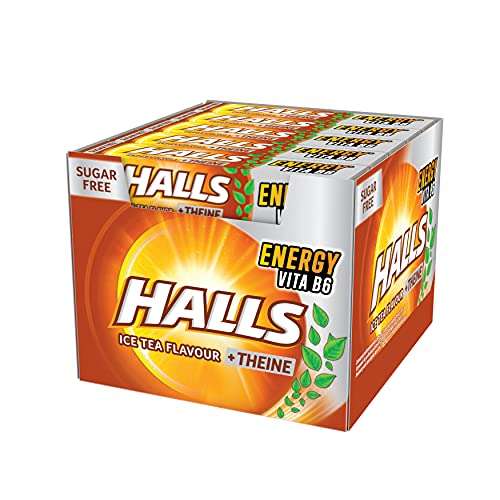 Halls Té Helado - Caja x 20 Sticks caramelos duros sin azúcar.