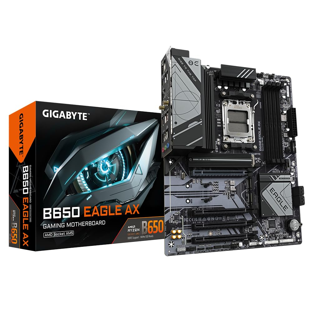 Placa Base GIGABYTE B650 Eagle AX (socket AM5, Ryzen 9000, 12+2+2 fases VRM, DDR5 7600MHz OC, PCIe 5.0 M.2, WiFi 6E, USB 3.2 Gen 2)