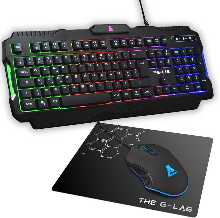 Pack gaming The G-Lab – Teclado (Azerty), ratón, auriculares, alfombrilla