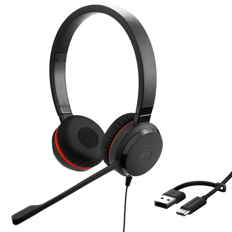 Jabra Evolve 20 SE: Auriculares Estéreo Profesionales USB (A/C) con Cancelación Pasiva de Ruido