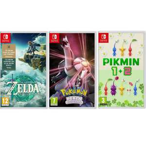 Juegos Nintendo Switch: The Legend of Zelda Tears of the Kingdom PAL ES [52€], Pokemon Perla Reluciente PAL ES [43€], Pikmin 1+2 PAL ES[41€]