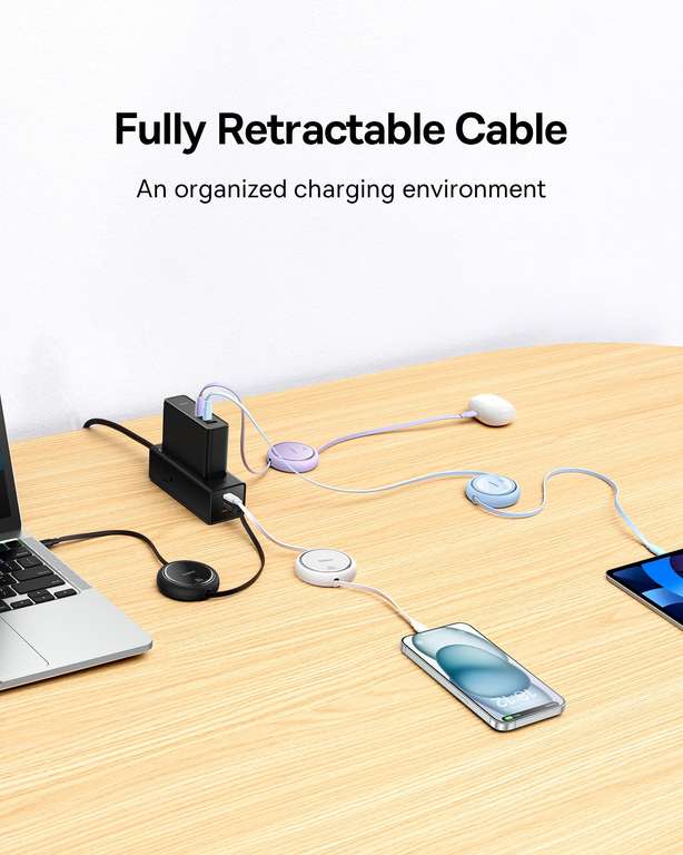 Baseus Cable USB C, 100 W, PD 5 A, QC 4.0, mini retráctil, cable de carga rápida USB C a USB C (en varios colores)