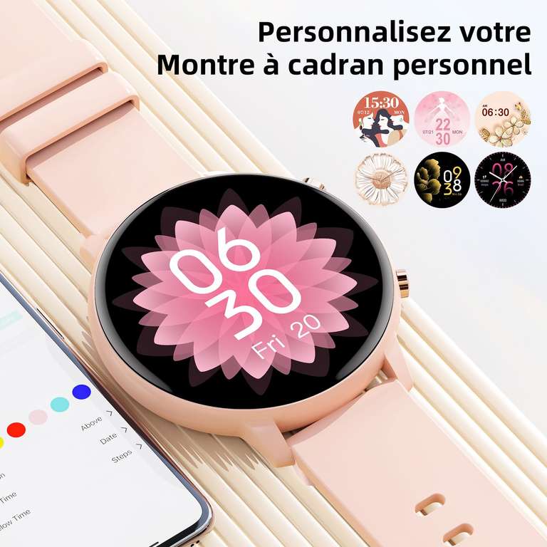 Smartwatch con llamadas disponible en negro y rosa